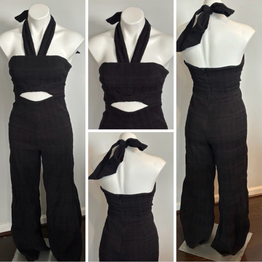 Tularosa Black Cutout Halter Jumpsuit
